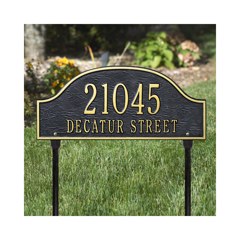 Admiral 2-Line Lawn Address Sign, Bronze and Gold, Yes