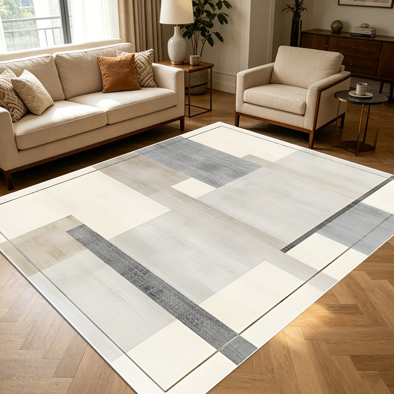 1PC Modern Neutral Geometric Abstract Farmhouse area rugs for Living Room, Soft and Comfortable, Suitable for all seasons, easy-to-maintain, machine washable Indoor floor mat, Under Table Farmhouse suitable for dining room, bedroom, home office,