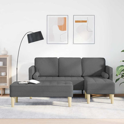 Ensemble de canapé avec coussin vidaXL 2 pièces en polyester gris foncé