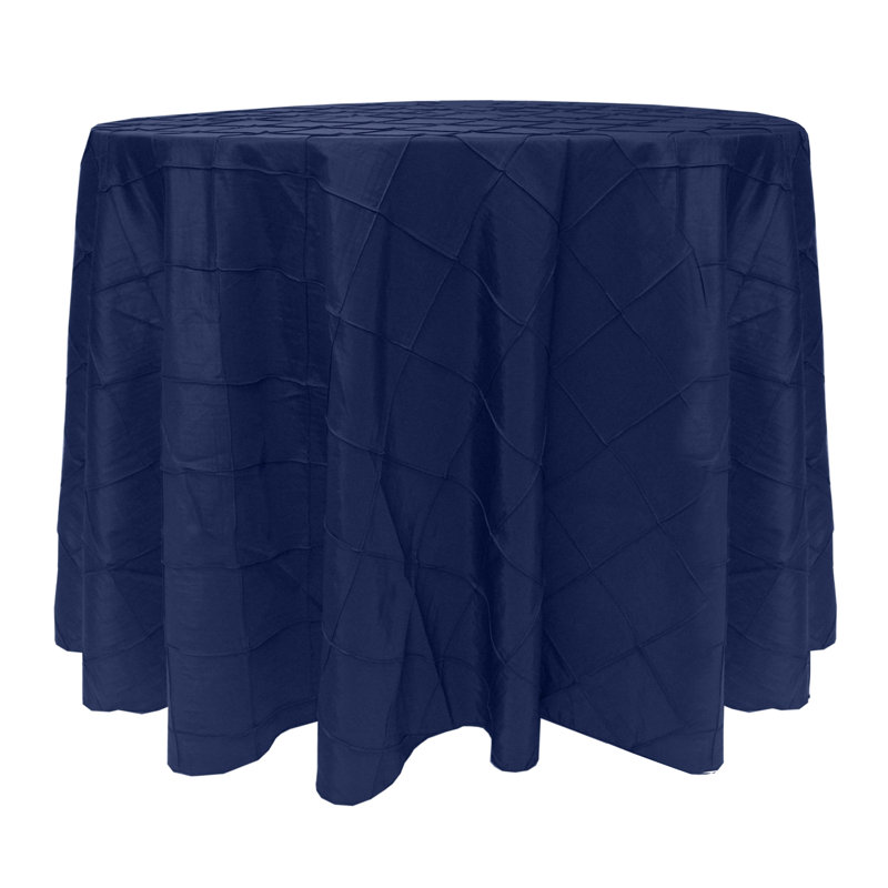 Ultimate Textile - Embroidered Pintuck Taffeta Tablecloth, 132" Round, 5