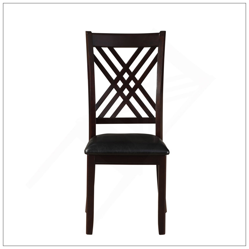 Ensemble de 2 chaises d'appoint en cuir synthétique noir et finition espresso Katrien