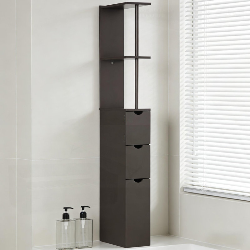 Slim Storage Tower, Side Floor Organizer, Bathroom Storage Cabinet For Efficient Space Utilization And Clutter-Free Living.