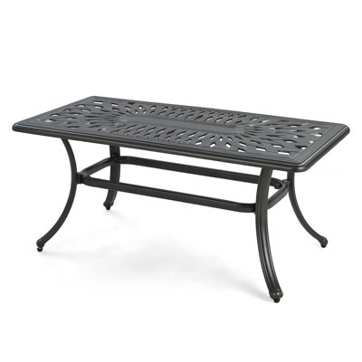  Table basse d'extérieur en fonte d'aluminium, table de conversation rectangulaire de 41,98 po x 20,98 po avec plateau en treillis, table centrale résistante à la rouille résistante à la rouille pour terrasse, cour arrière, porche et bronze antique