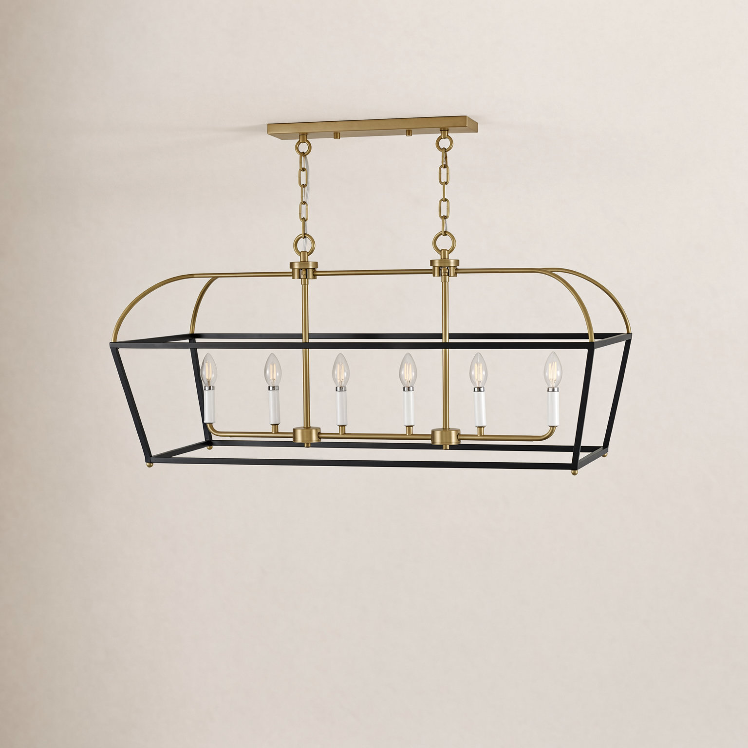Tate 6-Light Chain-Hung Two-Tone Linear Chandelier