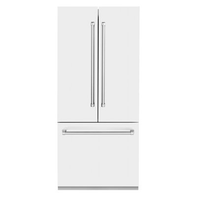 ZLINE 36 po 19,6 pi³ Réfrigérateur à congélateur inférieur avec distributeur d'eau et machine à glaçons à porte française