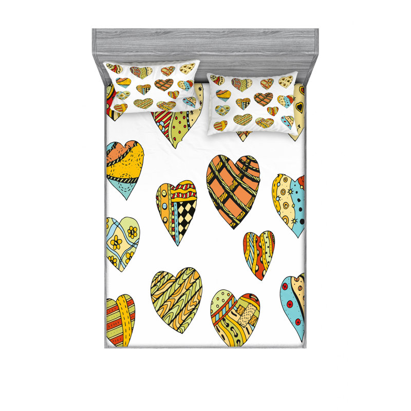 Microfiber Geometric Sheet Set, Full/Double Sheet Set with Fitted Sheet