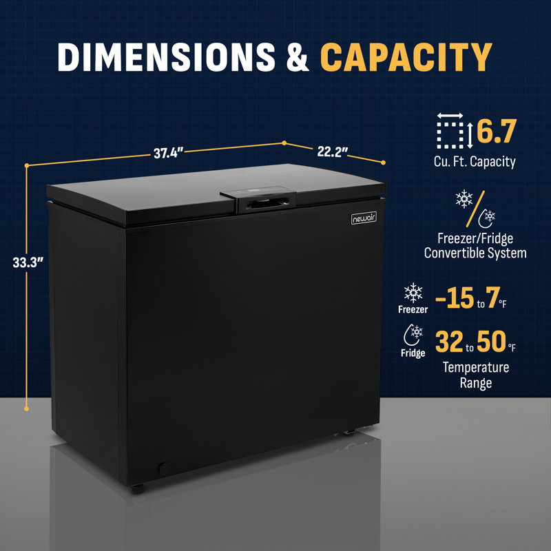 Newair 7 pieds cubes cu. Congélateur coffre avec contrôle de température réglable, Noir