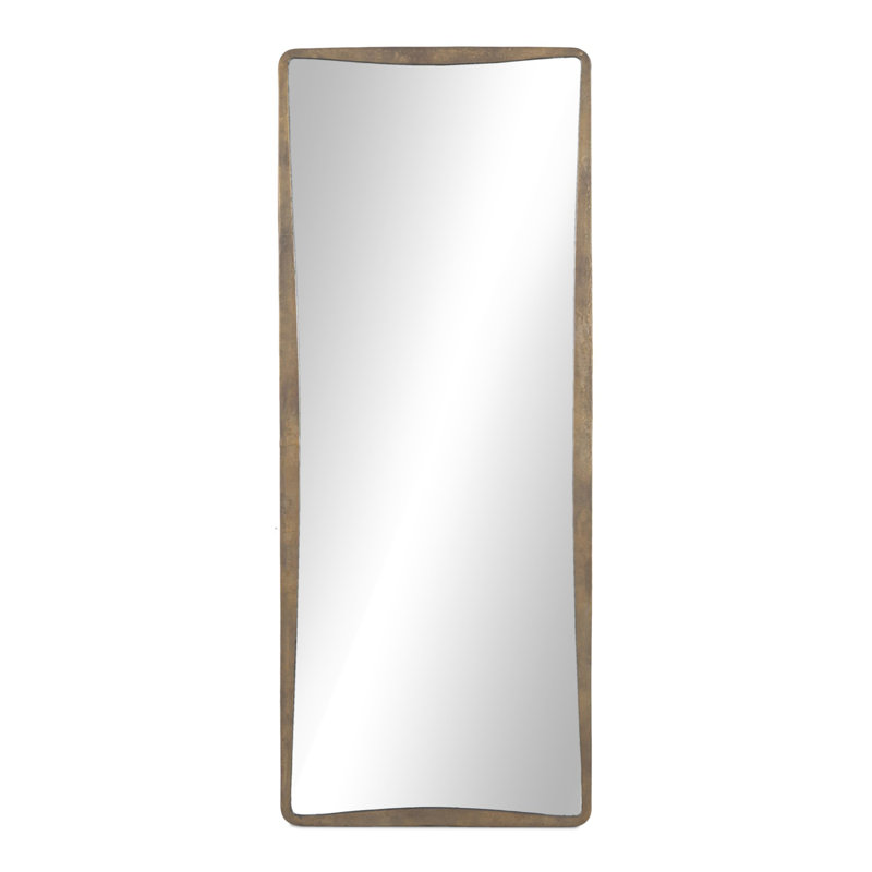 Regis Floor Mirror-Antiqued Brass Aluminum, Antiqued Brass Aluminum