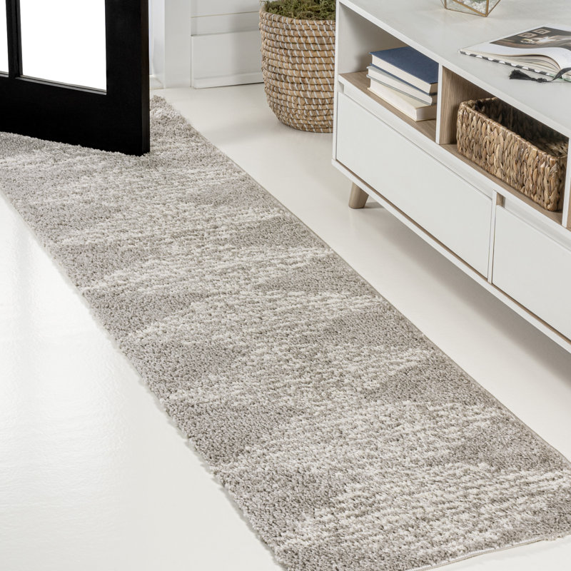 Tapis gris / ivoire Elm, Tapis de couloir 2 pi x 10 pi