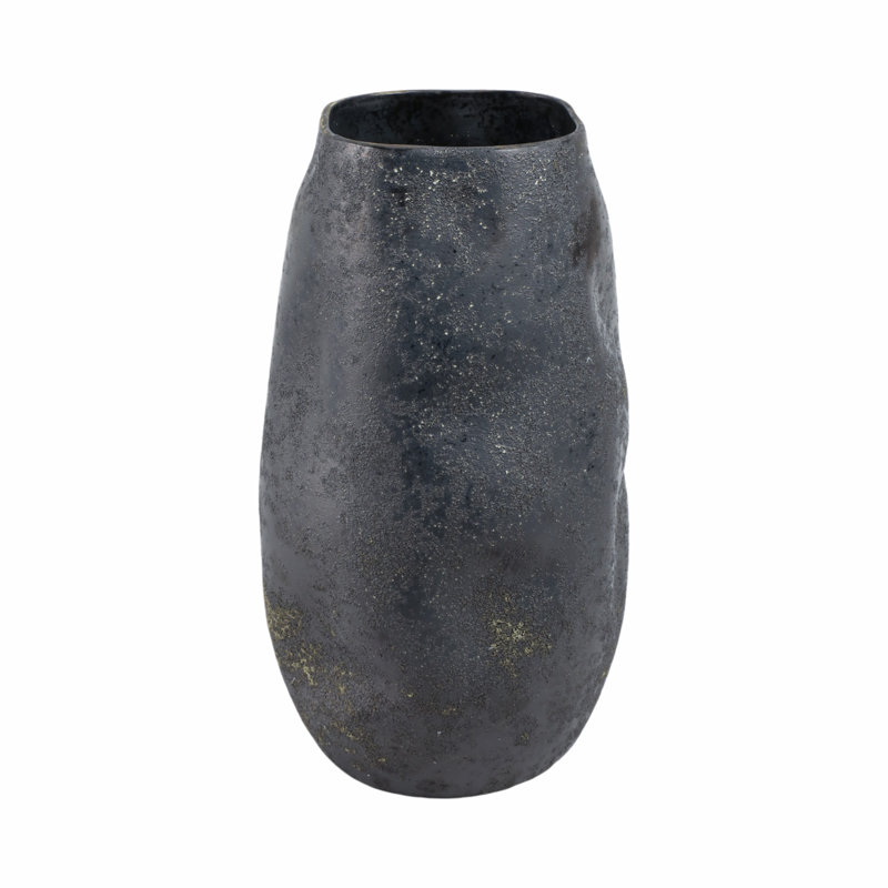 Handcrafted Earthenware Vase with Organic Sculpted Design, 15" H x 9" W x 9" D