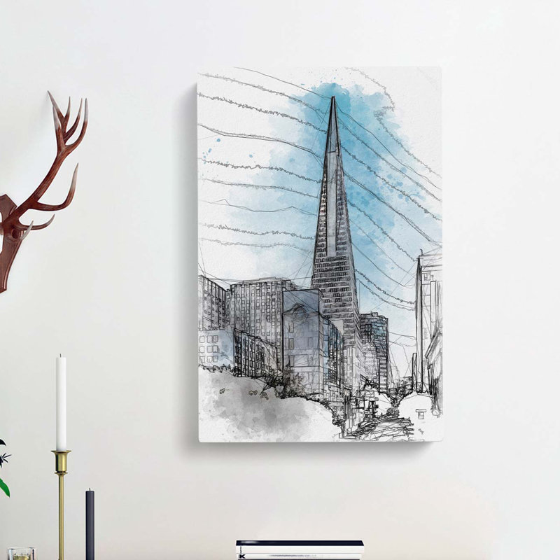 Transamerica Pyramid in San Francisco in Abstract - Wrapped Canvas, 76cm H x 50cm W x 3cm D