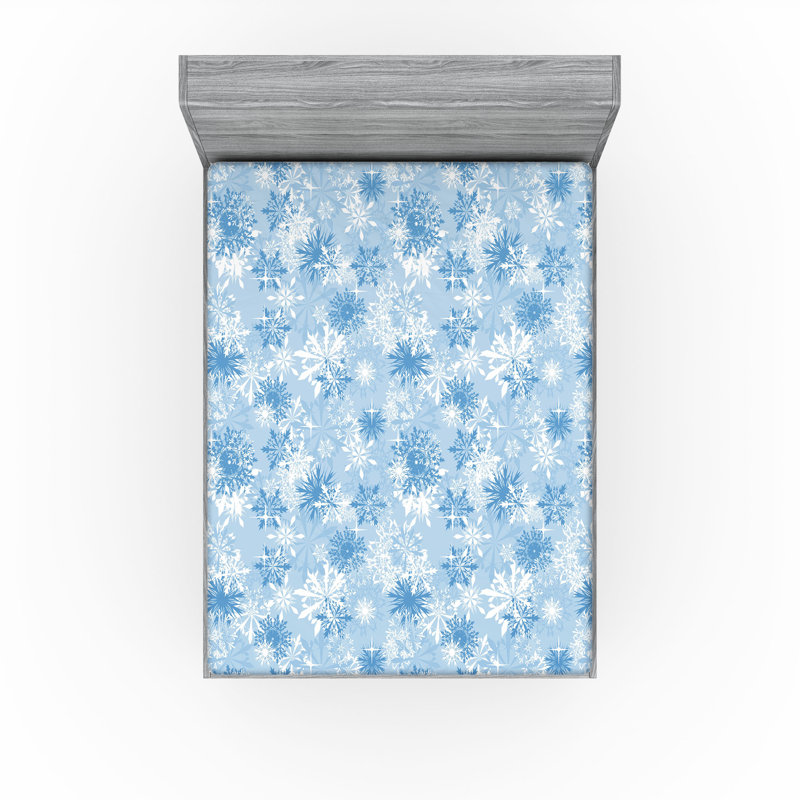 Ensemble de 2 draps-housses Ambesonne, Bleu pâle, blanc / floral, Drap-housse de taille très grand