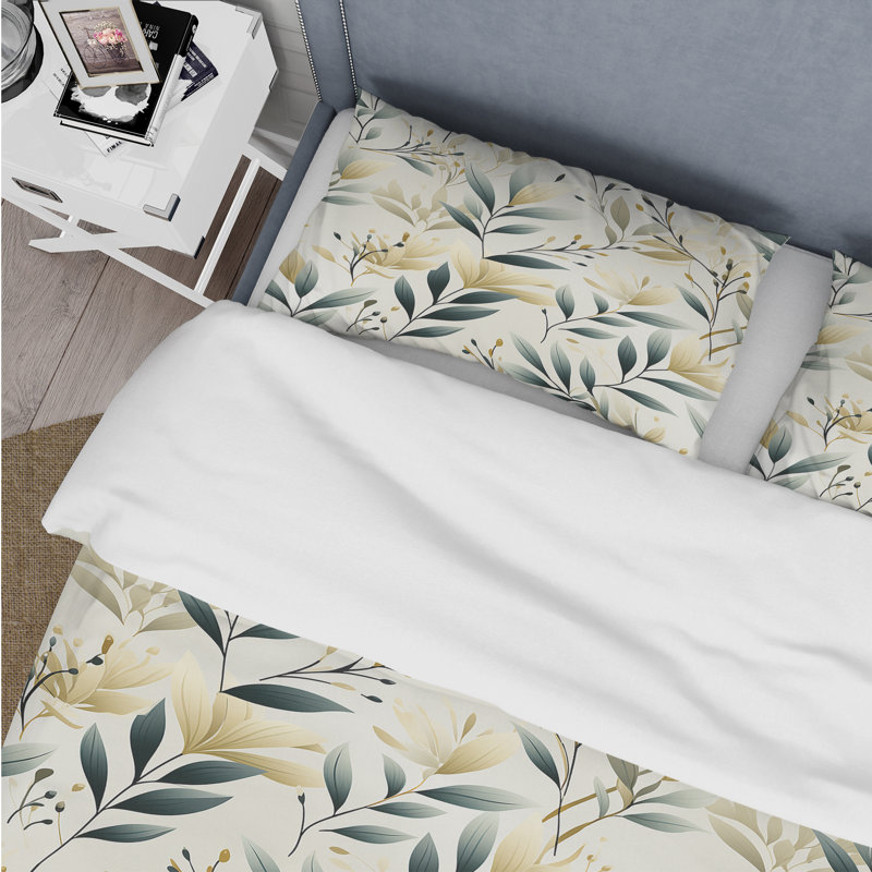 Ensemble de housse de couette Modern Greenery I - Plants, Housse de couette pour grand lit et 2 taies décor
