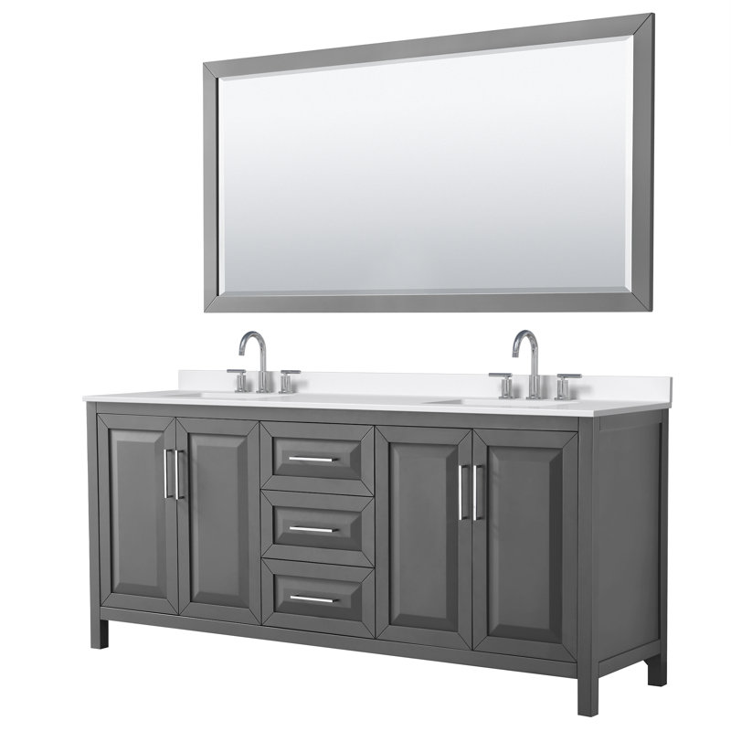 Daria 80'' W Vanity, Polished Chrome, Gray, Giotto Quartz