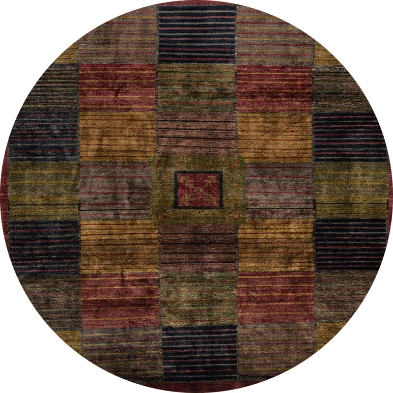 Tapis abstrait crème / mauve / noir Vanduser, Rond 3 pi