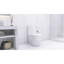 Toilette blanche brillante avec chasse d'eau avancée et porcelaine facile d'entretien-121640364