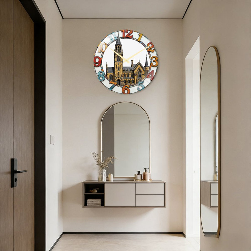 Horloge murale en verre teinté avec art antique - 24 po