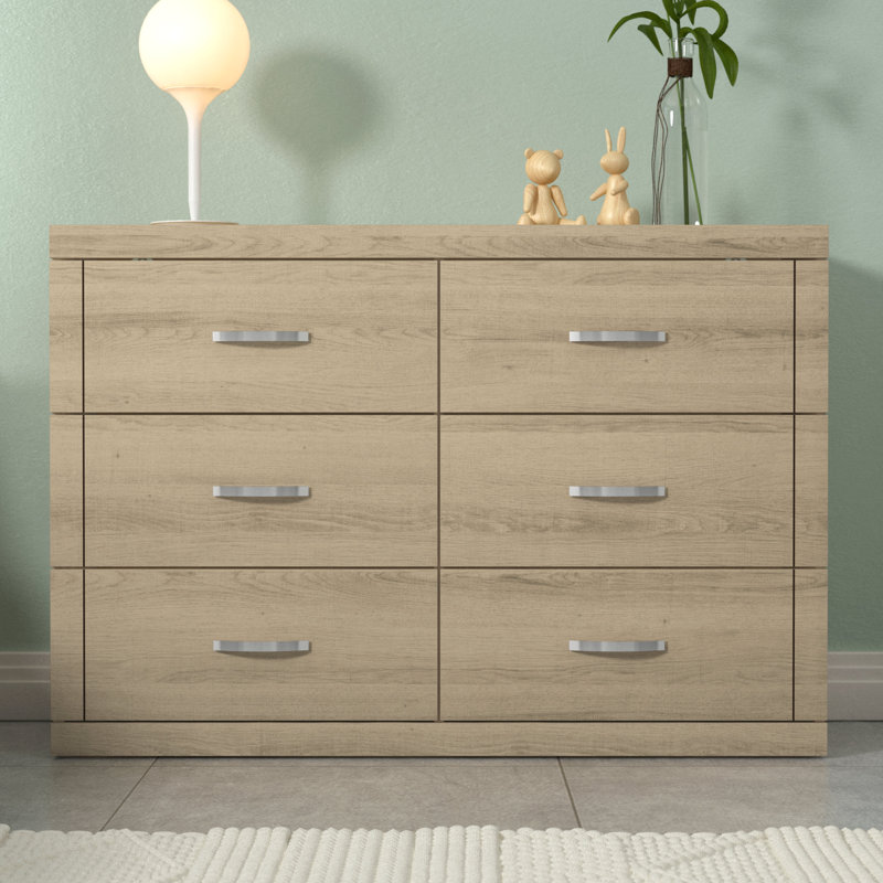 Avigail 6 Drawer 46.45'' W Double Dresser, Beige/Brown