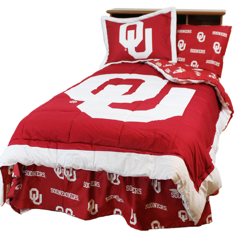 NCAA Sateen Comforter, Twin Comforter + 1 Standard Sham, Oklahoma