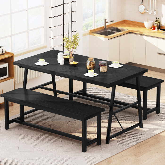 17 Stories Mailei 3 - Piece Trestle Dining Set & Reviews | Wayfair