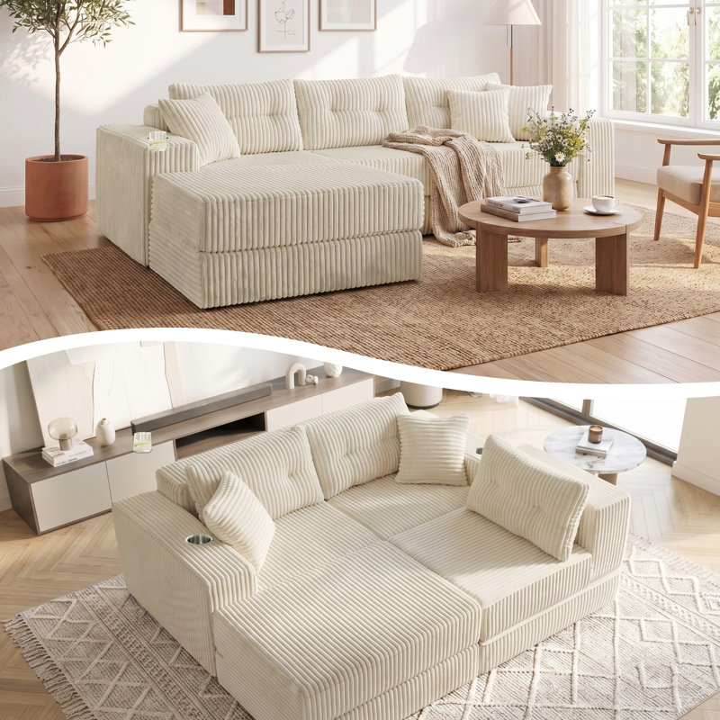 4 Seater Velvet Sofa, Cream