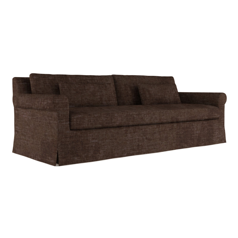 Ludlow 108" Rolled Arm Sofa, 34" H x 108" W x 38" D, Ebony, Crushed Velvet Chocolate
