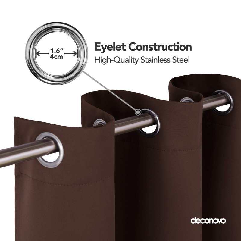 Polyester Blackout Grommet / Eyelet Curtain Pair, 53cm Width x 240cm Drop