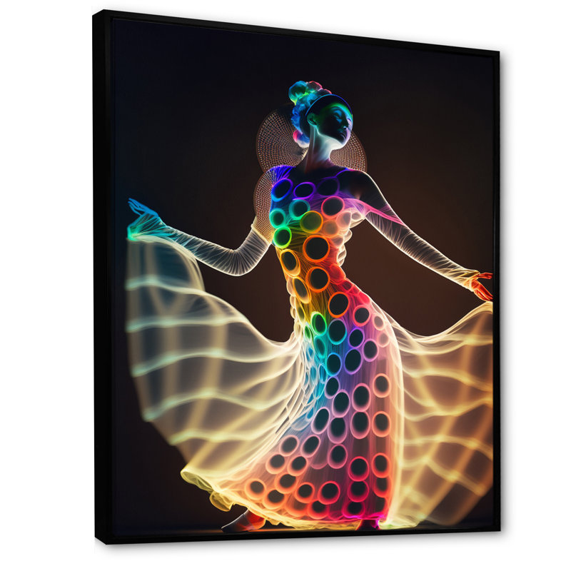Danseuse translucide - reproduction sur toile, Cadre flottant noir, H 32 po x l 16 po x P 1 po