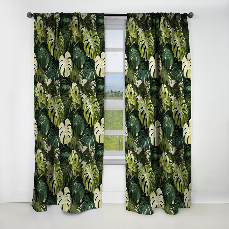 Monstera Elegance Tropical Motif I - Rideau floral - Rideau occultant floral - 1 panneau, L 52 po x L 95 po