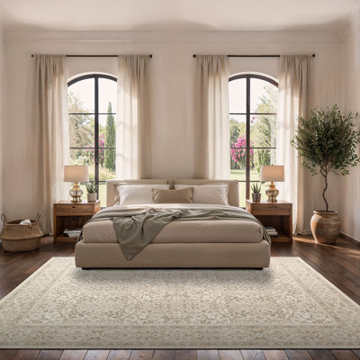 Duckett Abstract Champagne Pearl Performance Area Rug