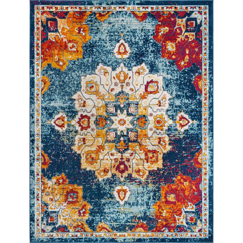 Tapis traditionnel bleu Troayurgh, Rectangle 9 pi x 12 pi