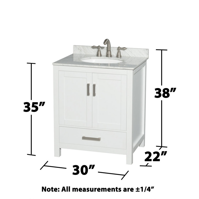 Meuble-lavabo simple avec plateau en marbre Sheffield, Blanc