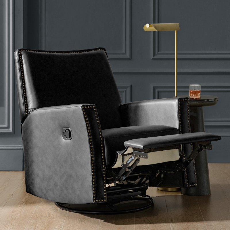 Fauteuil inclinable manuel berçant en cuir Jerseyville, Noir