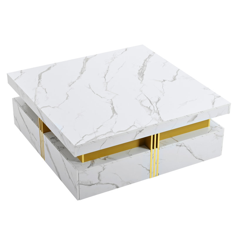 Élégante table basse avec rangement et détails dorés