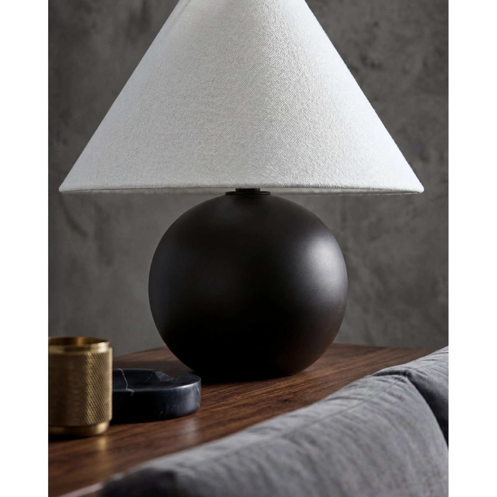 Chemise Ceramic Table Lamp, Black, Classic Empire