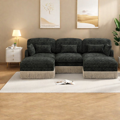 Canapés modulaires spacieux en chenille de style léopard pour la maison