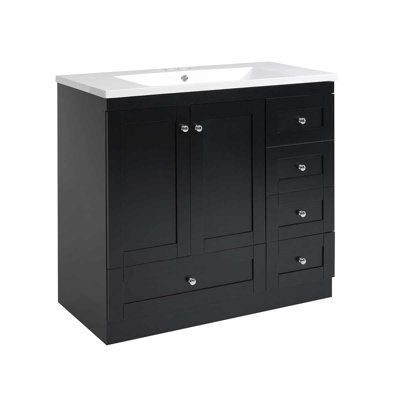 Meuble-lavabo autoportant moderne 36 po avec lavabo en résine