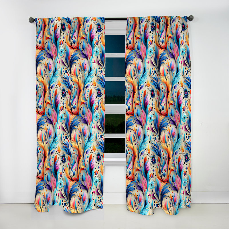Eclectic Nomad Boho Motif III - Rideau floral - Rideau floral obscurcissant - 1 panneau, L 52 po x L 84 po