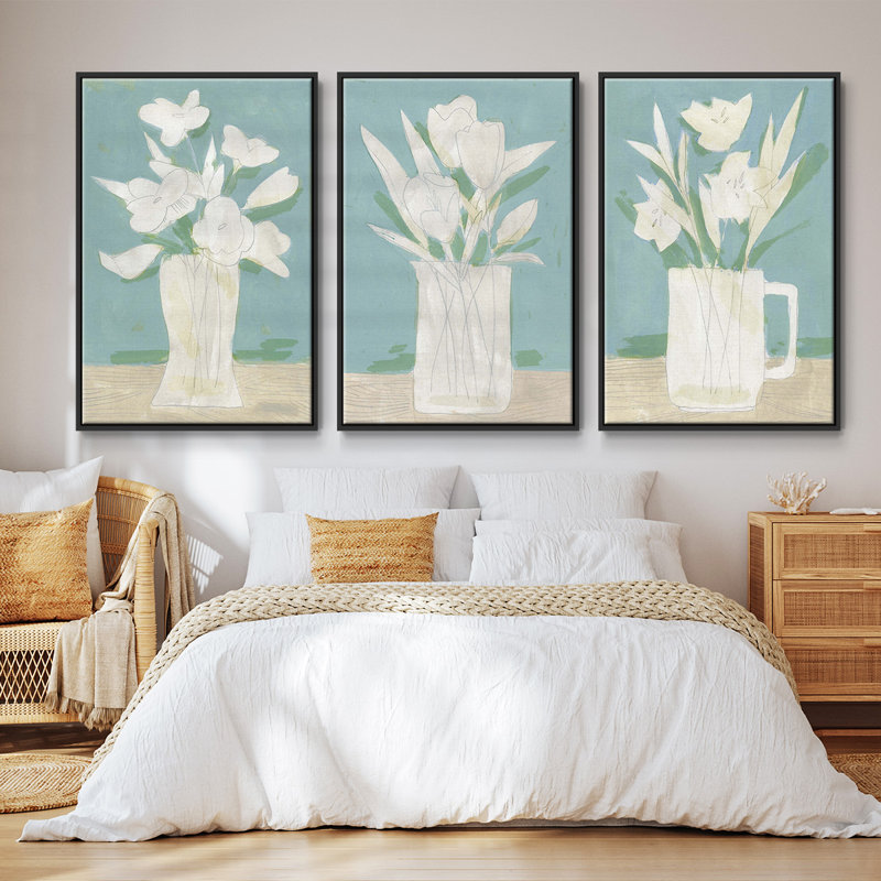 Ensemble de 3 pièces encadrées sur toile, H 27 po x l 54 po, Noir