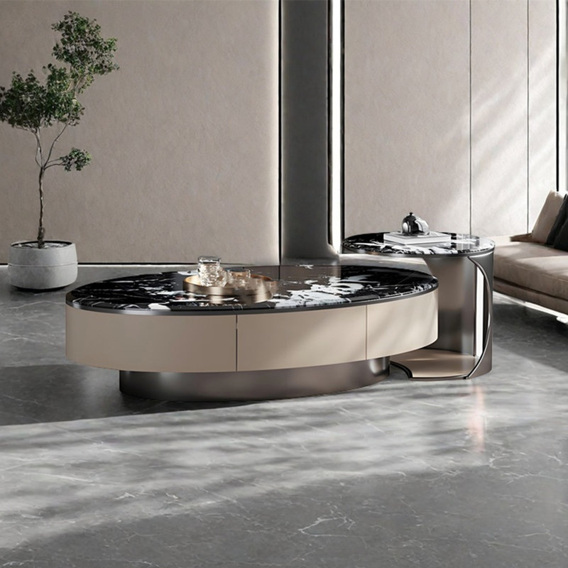 Light luxury oval marble coffee table