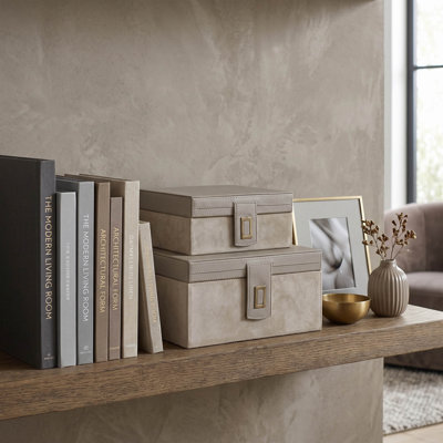 Boîtes de rangement décoratives en cuir avec couvercle - boîte décorative moderne pour boîtes à souvenirs, rangement et rangement