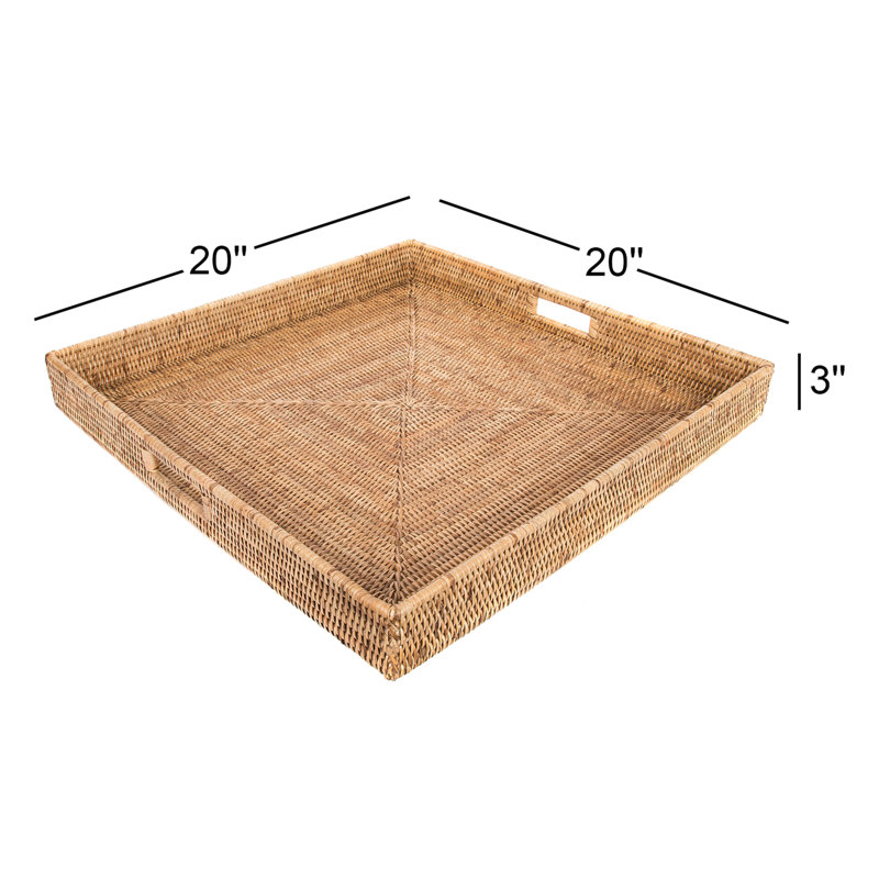 Plateau de service Edmond, Brun miel, H 3 po x l 20 po x P 20 po, Pas de paquet