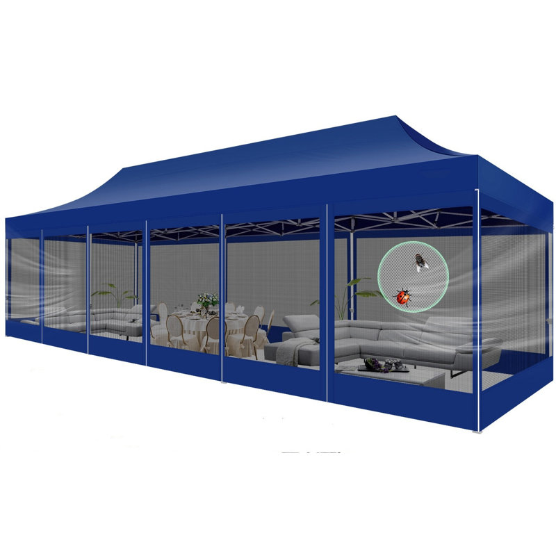 10x30 Pop up Canopy Tent with Sidewalls, Heavy Duty Easy Set up, Dark Blue