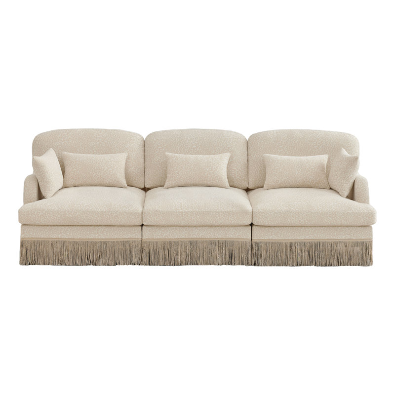 Deep Seat Sectionals Chenille 3 Seater Modern Tassel Sofa For Home