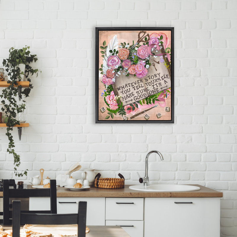 Tell Yourself A Good Storey Floating Frame, design by Glad You're Here Co., 21" H x 17" W, Jet Black Floater Frame