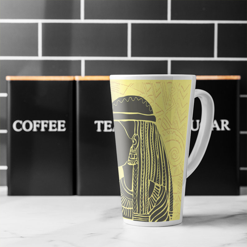 Egyptian Women On Latte Mug, Yellow