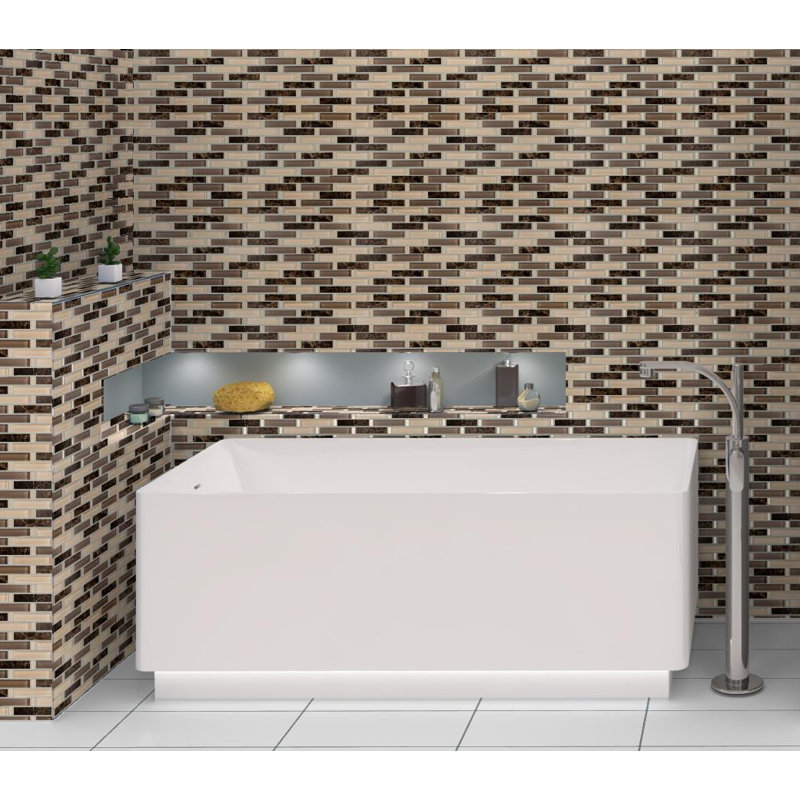 Saga 1" Glass and Marble Brick Joint Mosaic Kitchen Backsplash, Bathroom, Shower, Pool, Wall and Floor Tile, Adventure