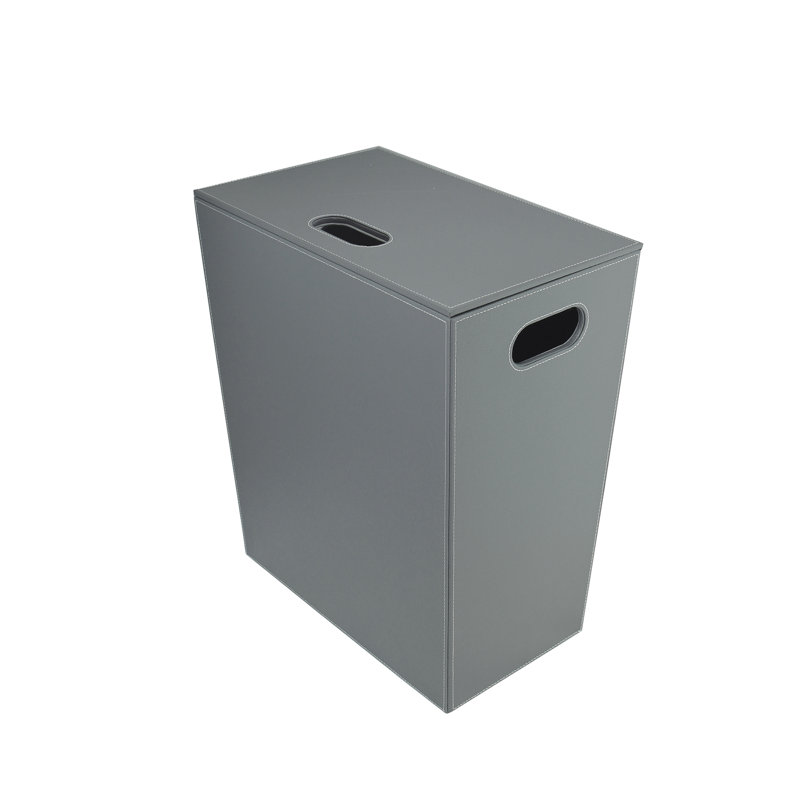 Wood Laundry Hamper with Handles, Gray, Small (18.9" H x 16.9" W x 10.2" D)