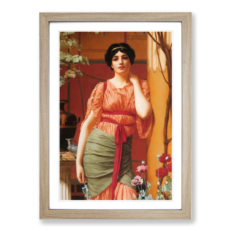 Nerissa by John William Godward - Picture Frame Painting, Oak Framed, 65cm H x 48cm W x 2cm D