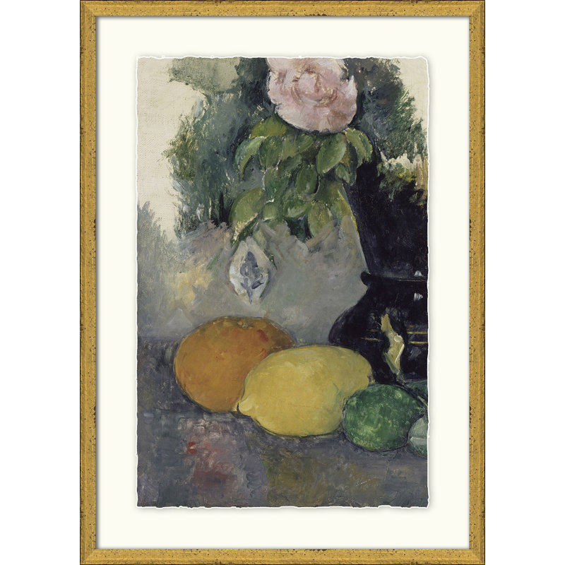 Fleurs et fruits - Peinture encadrée sur papier
